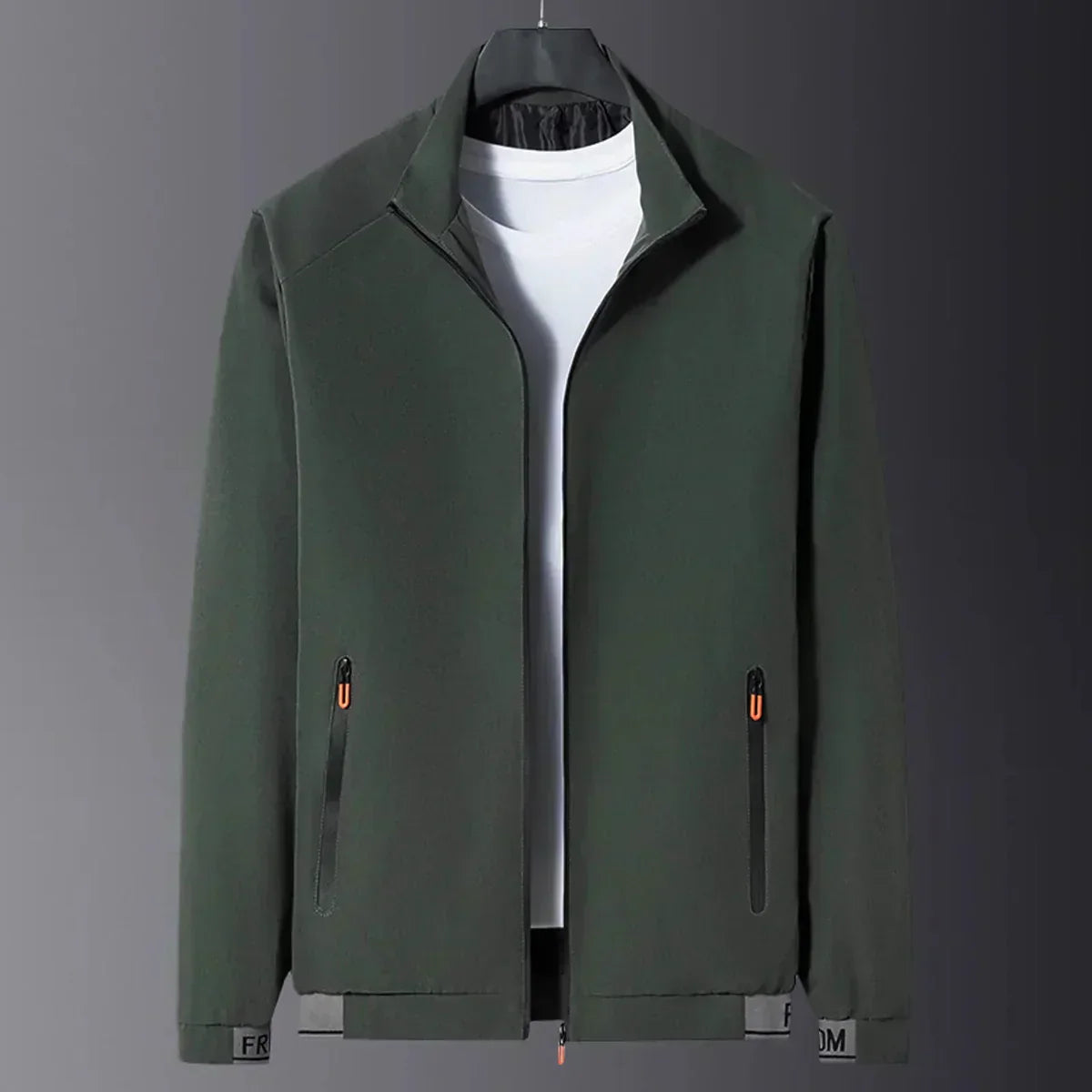 Mateo - windproof black men's intermediate jacket with stand-up collar