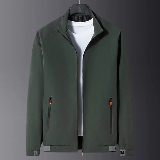 Mateo - windproof black men's intermediate jacket with stand-up collar