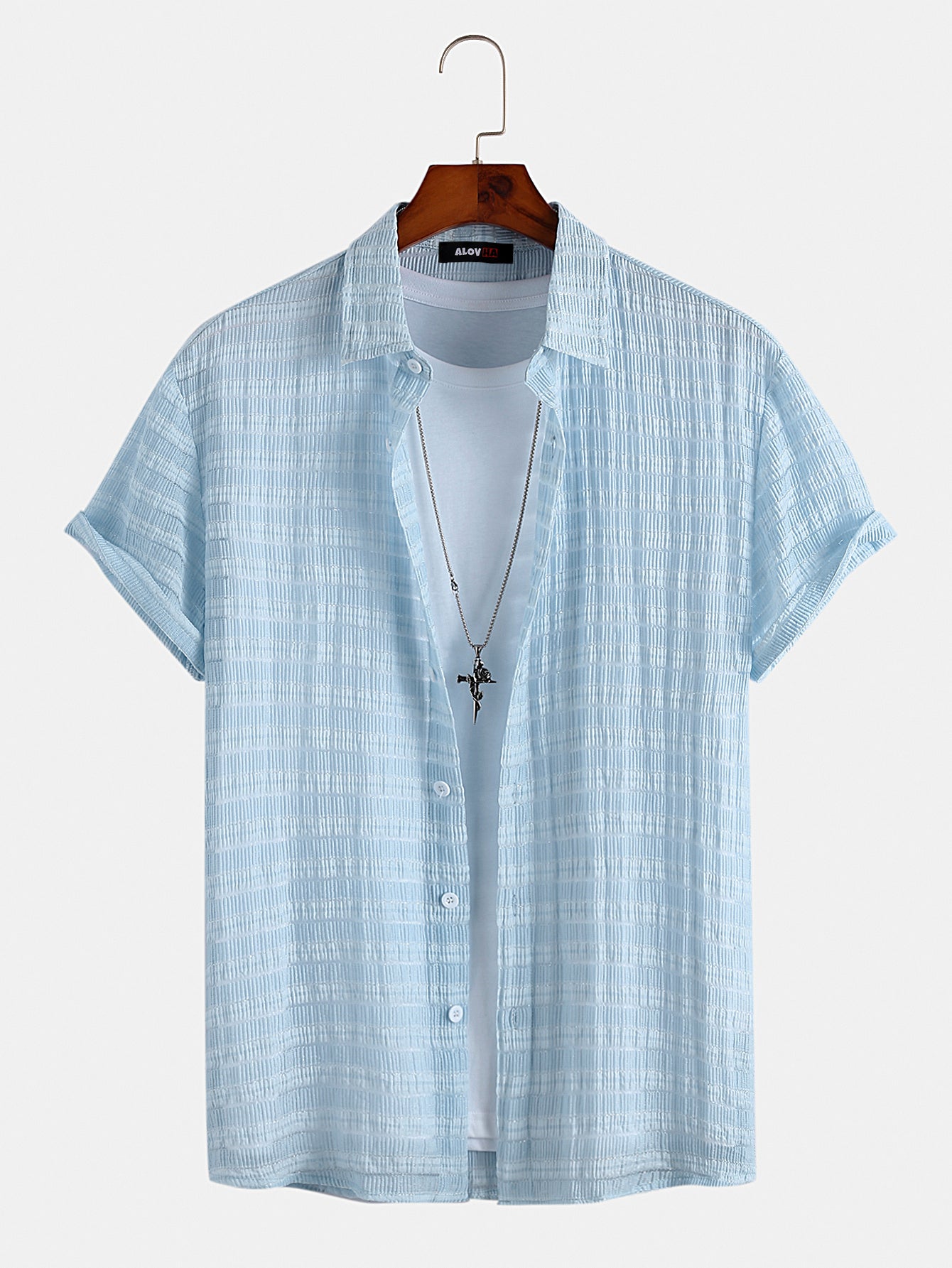 OTTAVIANO Mavi Kısa Kollu Kazak Gömlek