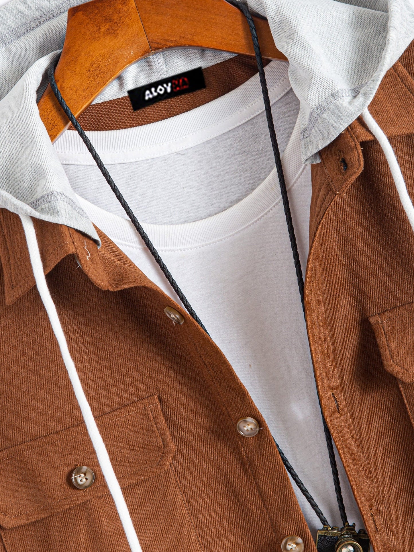 VARENO Kapuşonlu Pamuk Gömlek