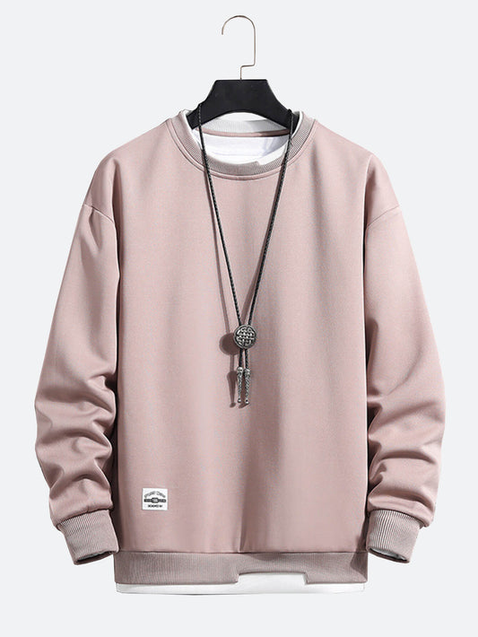 Casual Sweatshirt Men's OTTAVIANO Two Piece Solid Color Round Neck Fashion Long Sleeves
