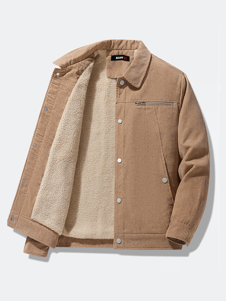 Cord-Sherpa-gefütterter dicker Thermo-Freizeitmantel