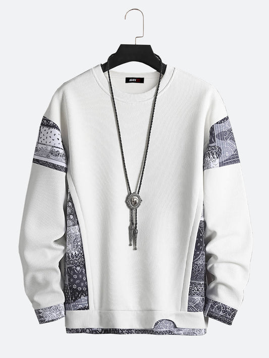 Ethnic OTTAVIANO Neck Paisley Print OTTAVIANO Two Piece Pullover