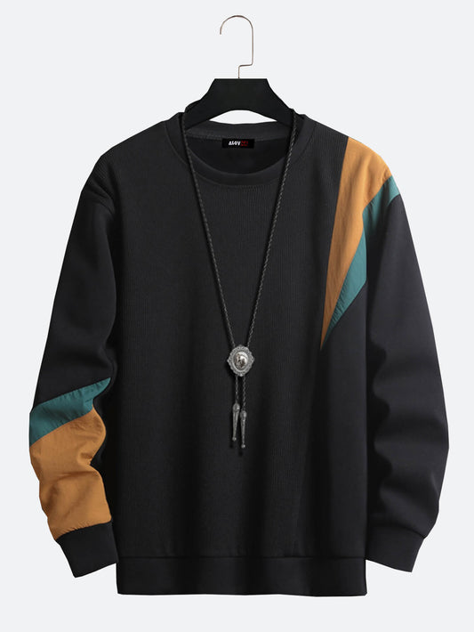Men OTTAVIANO Neck Cotton Patchwork Sweatshirt