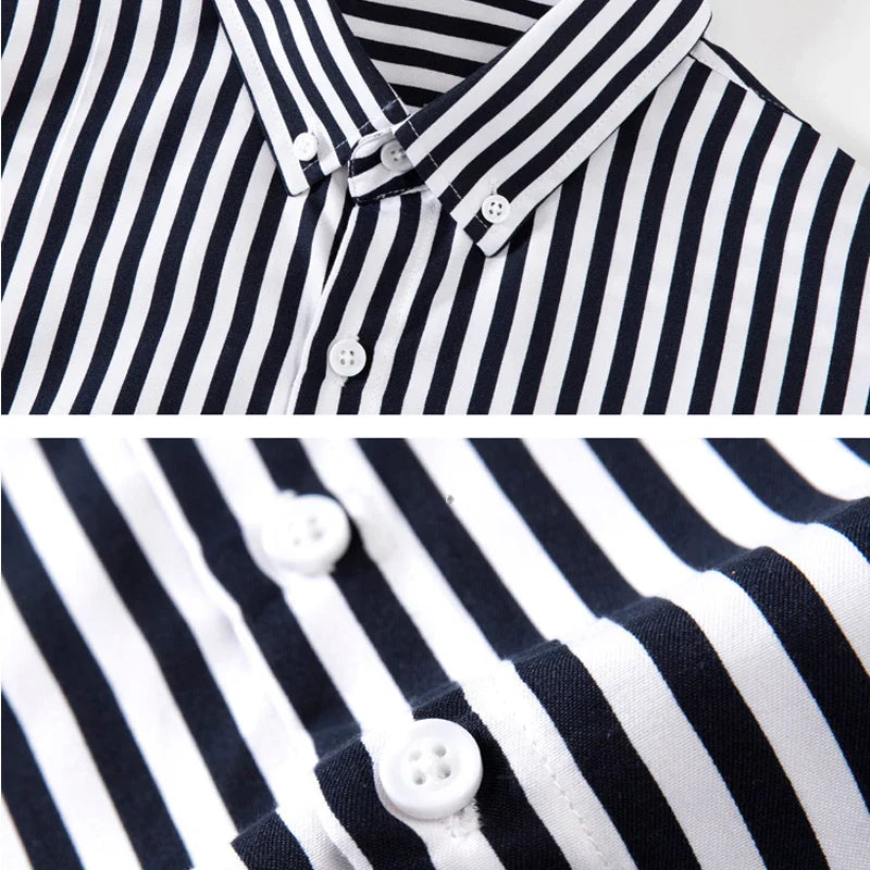 VARENO Dik Çizgili Pamuk Gömlek