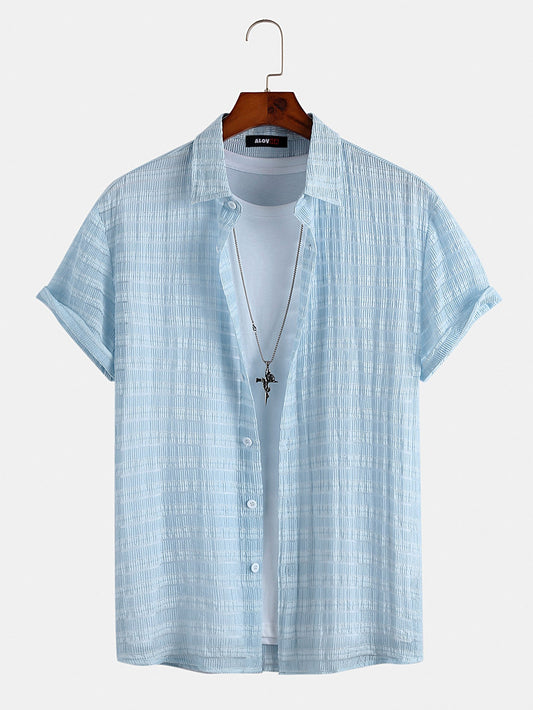 OTTAVIANO Mavi Kısa Kollu Kazak Gömlek