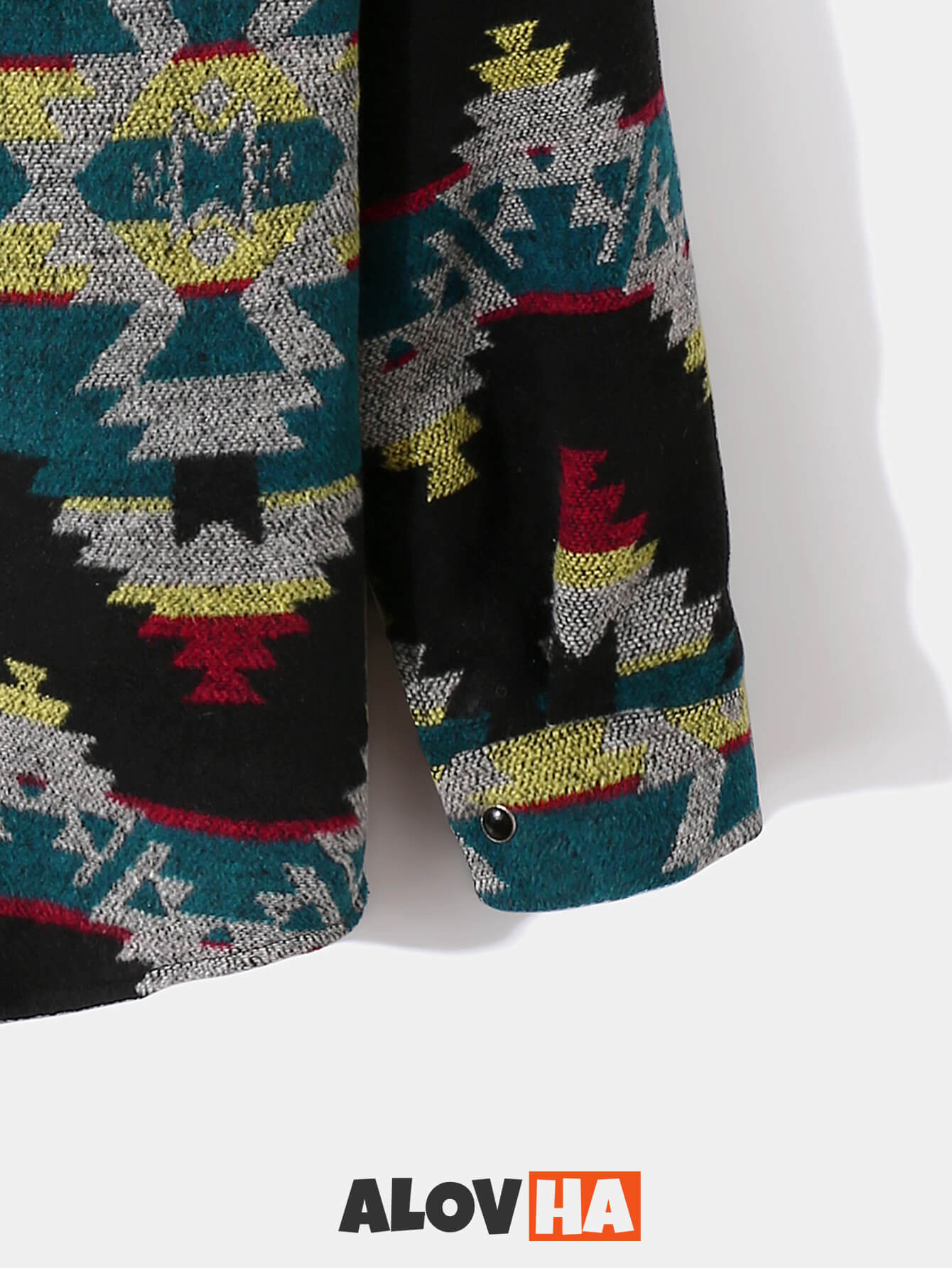 Mens Aztec Flannel Long Sleeve Button Up Overshirt